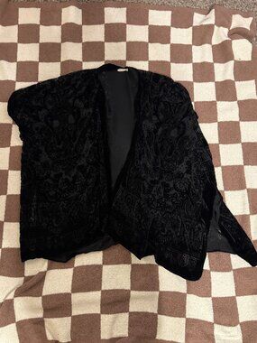 Urban Outfitters Black Velvet Sheer Kimono